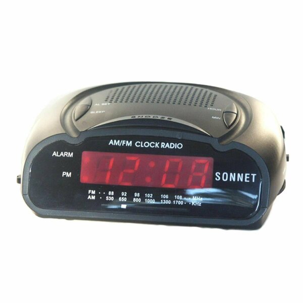 Sonnet Industries Compact Radio Clock, Black SO460608